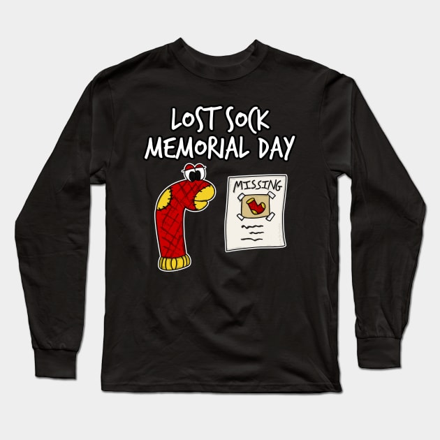 Lost Sock Memorial Day Funny Doodle Long Sleeve T-Shirt by doodlerob